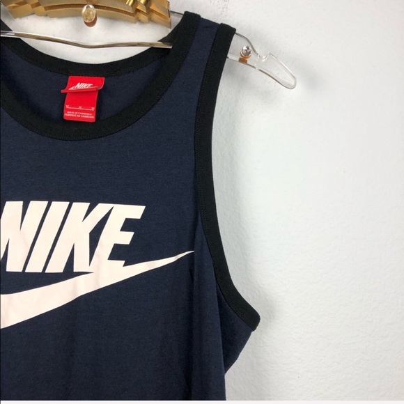 Nike Logo Tank Top Navy Blue Spellout Athleisure - Picture 4 of 6